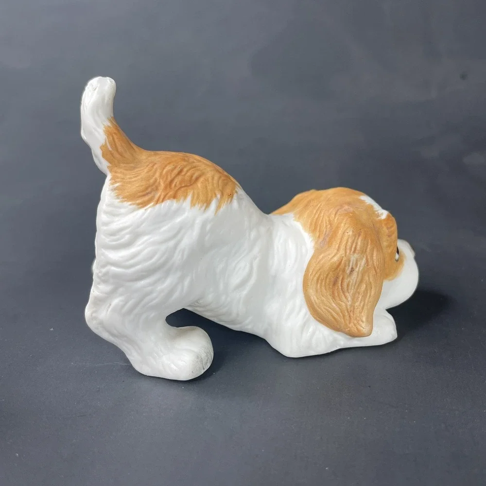 Vintage HOMCO 1407 Spaniel Puppy Hand Painted Porcelain Figurine‎ Brown & White
